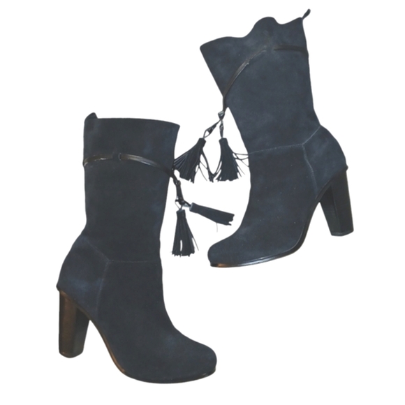 Very Volatile Suede Convertable Tassel Boots in Black Size 7 - Picture 1 of 11